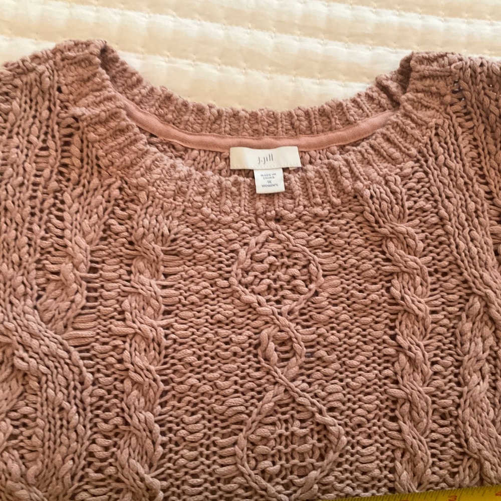 J Jill Plus Size Mauve Cotton Cable Knit Sweater - Size 1x - Picture 4 of 5